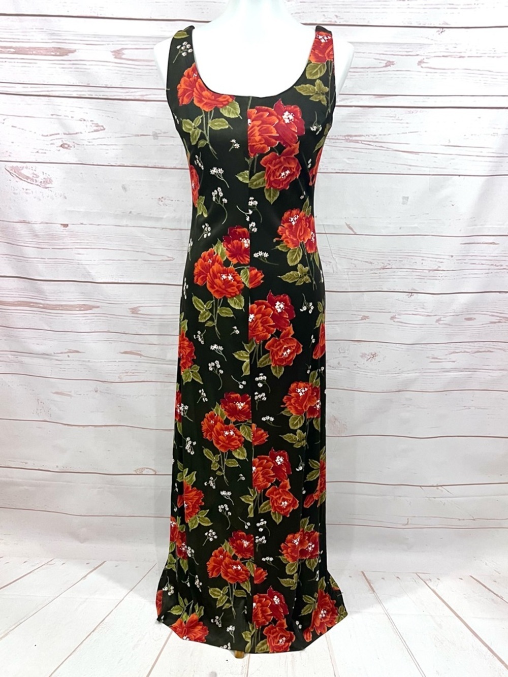 Vintage Floral Sleeveless Maxi Tank Dress